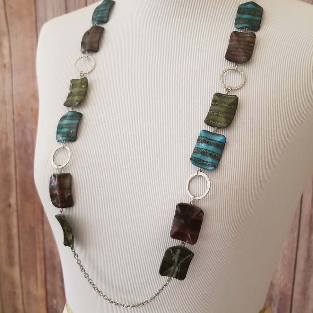 Green, Teal & Brown necklace